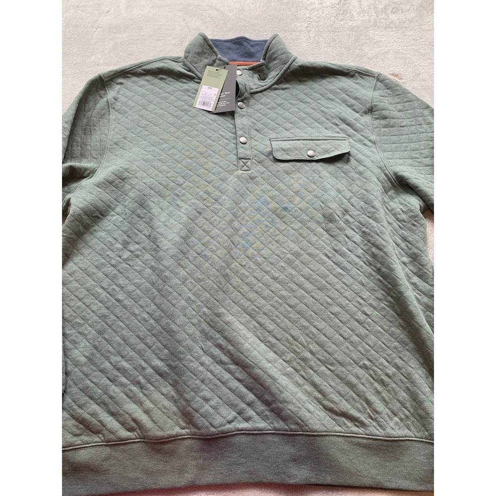 2XL Goodfellow & Co Mens Pullover Long Sleeve Sweatshirt Snaps Quilted Green NEW
